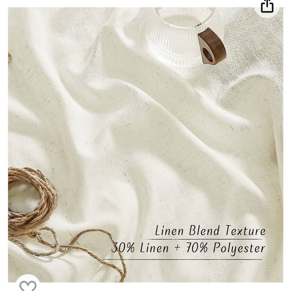 New Nicetown Off White Linen Blend Curtains 58” x 108” 2 Panels - Picture 2 of 4